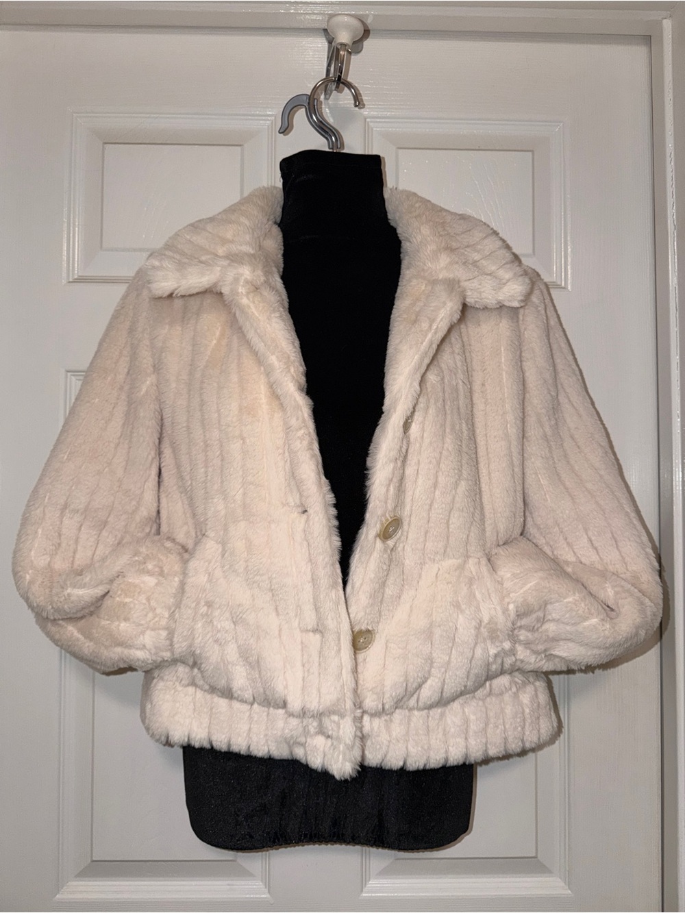 Liverpool Los Angeles Faux Fur Jacket Cream Ivory Plush Coat XS